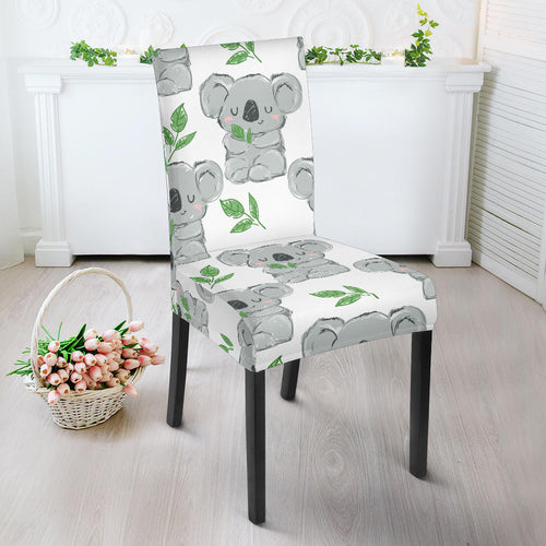 Hand Drawn Koala Leaves Pattern Dining Chair Slipcover