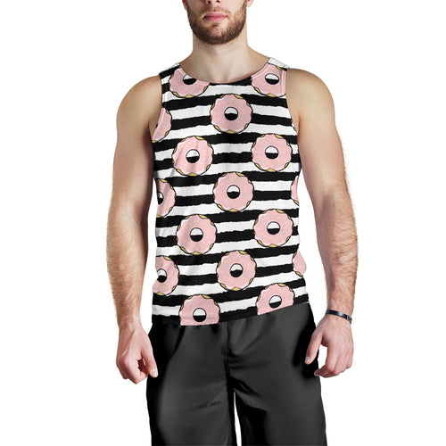 Donuts pink icing striped pattern Men Tank Top