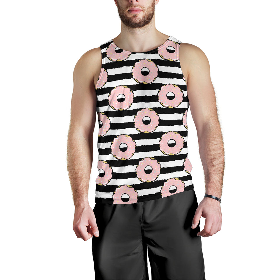 Donuts pink icing striped pattern Men Tank Top