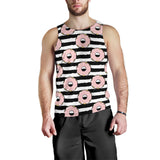 Donuts pink icing striped pattern Men Tank Top