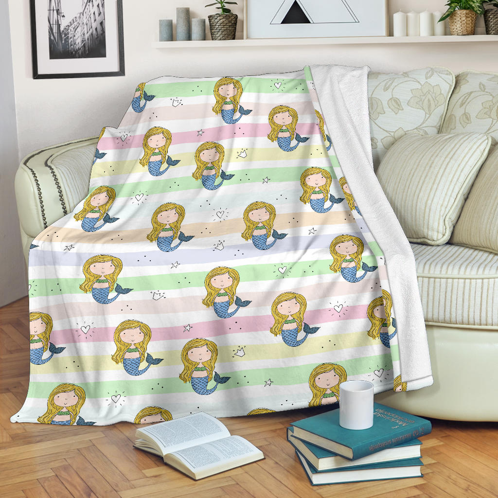 Cute Hand Drawn Mermaid Premium Blanket