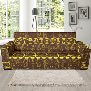 Egypt Hieroglyphics Pattern Print Design 03 Sofa Slipcover