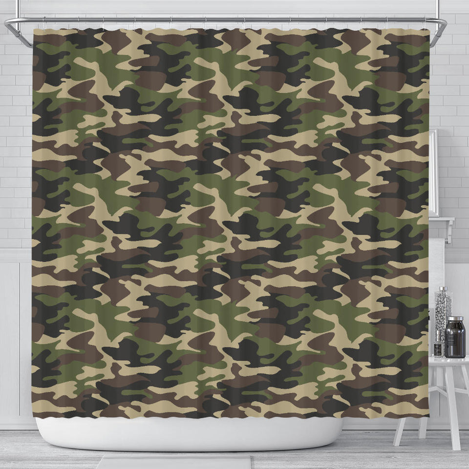 Dark Green Camo Camouflage Pattern Shower Curtain Fulfilled In US