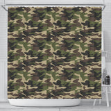 Dark Green Camo Camouflage Pattern Shower Curtain Fulfilled In US