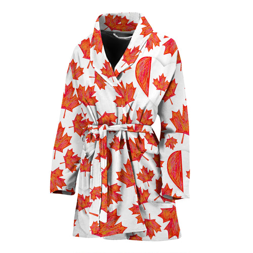 Canada Pattern Print Design 02 Women's Bathrobe