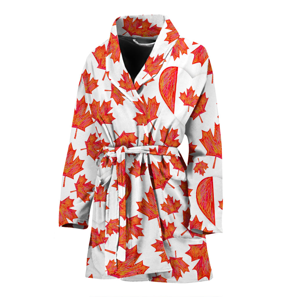 Canada Pattern Print Design 02 Women's Bathrobe