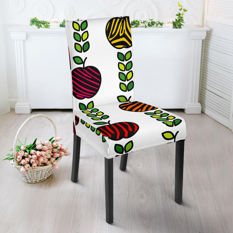 Colorful Apples Leave Zebra Stripe Dining Chair Slipcover