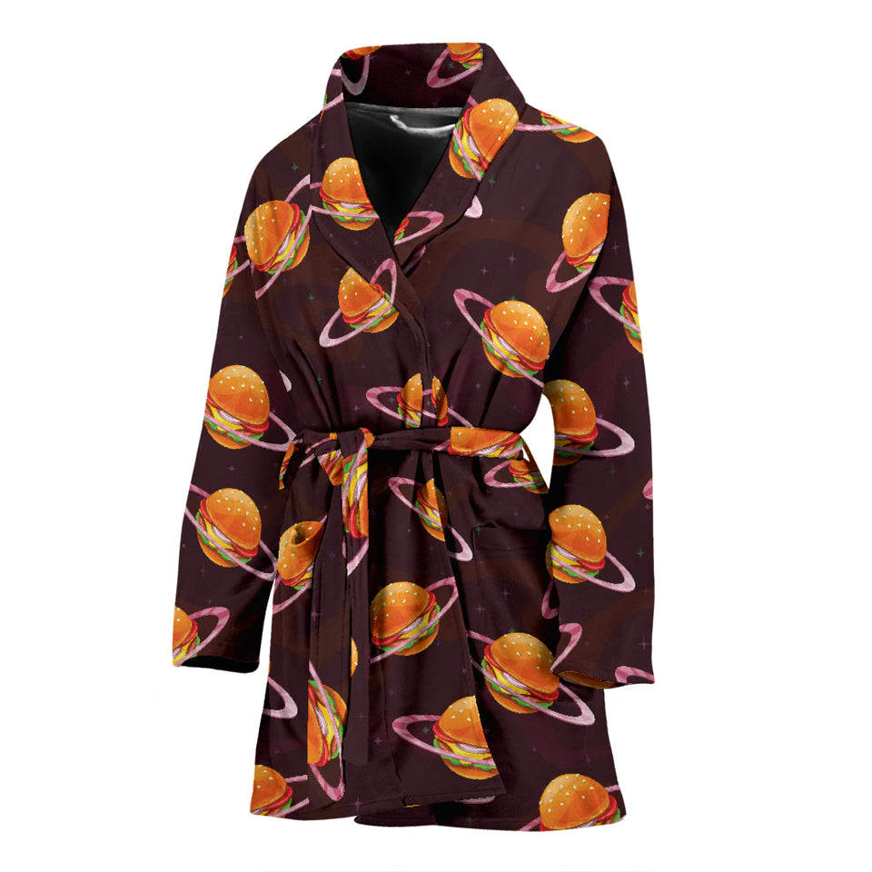 Hamburger Pattern Print Design 05 Women's Bathrobe