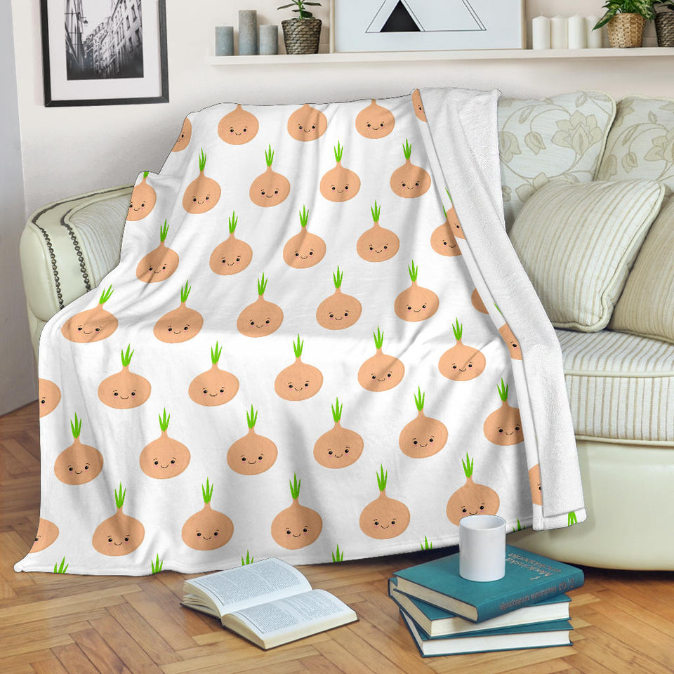Cute Onions Smiling Faces Premium Blanket