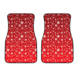Snowflake Pattern Red Background Front Car Mats
