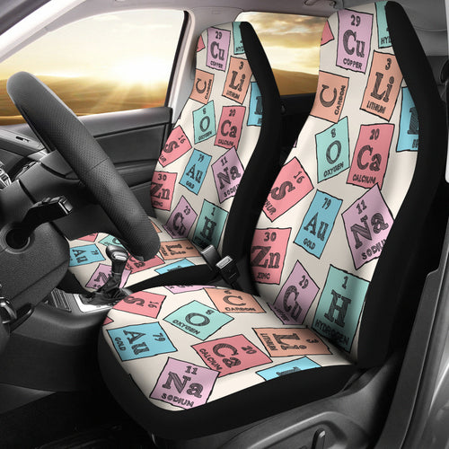 Chemistry Periodic Table Pattern Print Design 02 Universal Fit Car Seat Covers