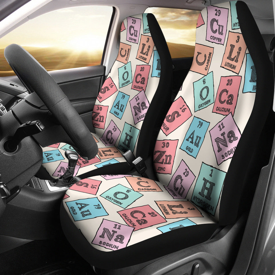 Chemistry Periodic Table Pattern Print Design 02 Universal Fit Car Seat Covers