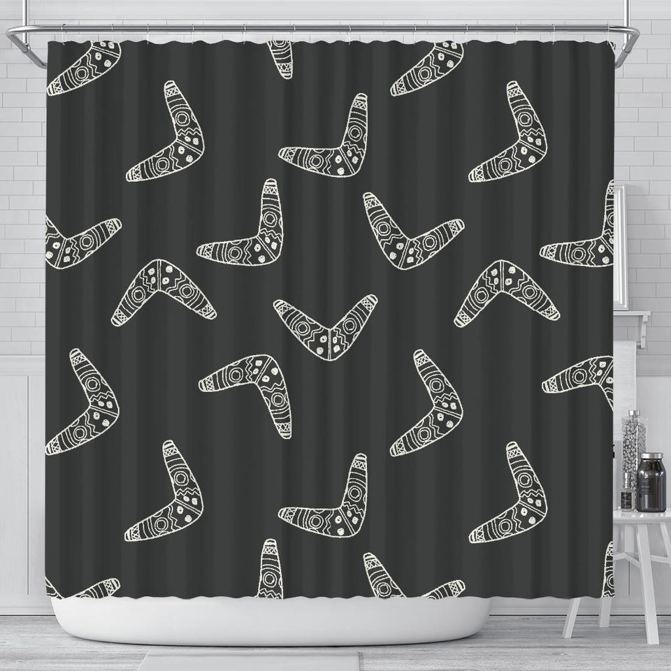 Hand Drawn Boomerang Australian Aboriginal Ornament Shower Curtain Fulfilled In US