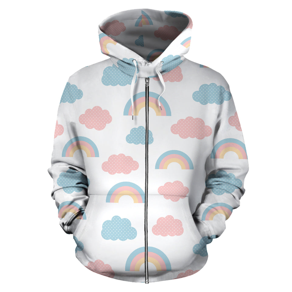 Cute Rainbow Clound Pattern Zip Up Hoodie