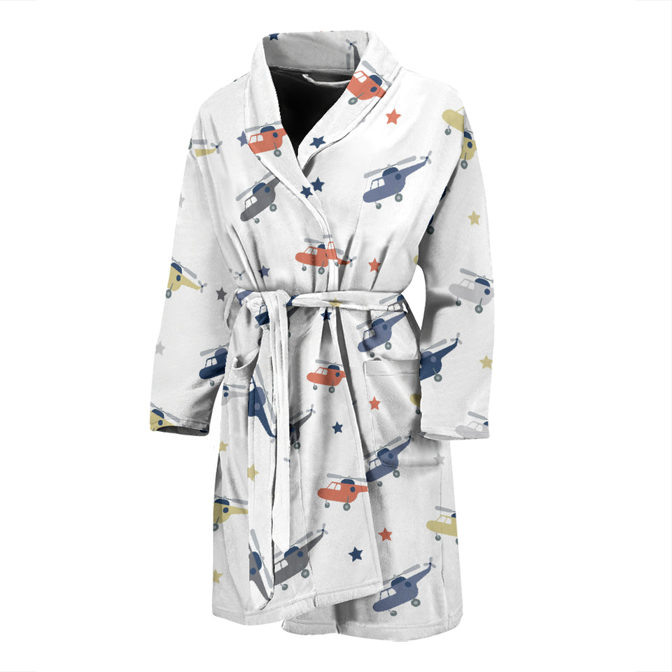 Cute Helicopter Star Pattern Men'S Bathrobe