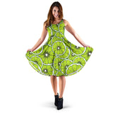 Slices Of Lime Design Pattern Sleeveless Midi Dress