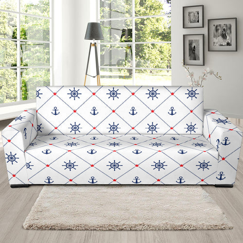 Anchor Rudder Nautical Design Pattern Sofa Slipcover