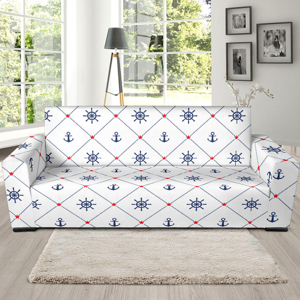 Anchor Rudder Nautical Design Pattern Sofa Slipcover