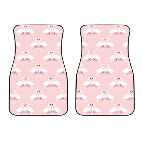 White Swan And Flower Love Pattern Front Car Mats