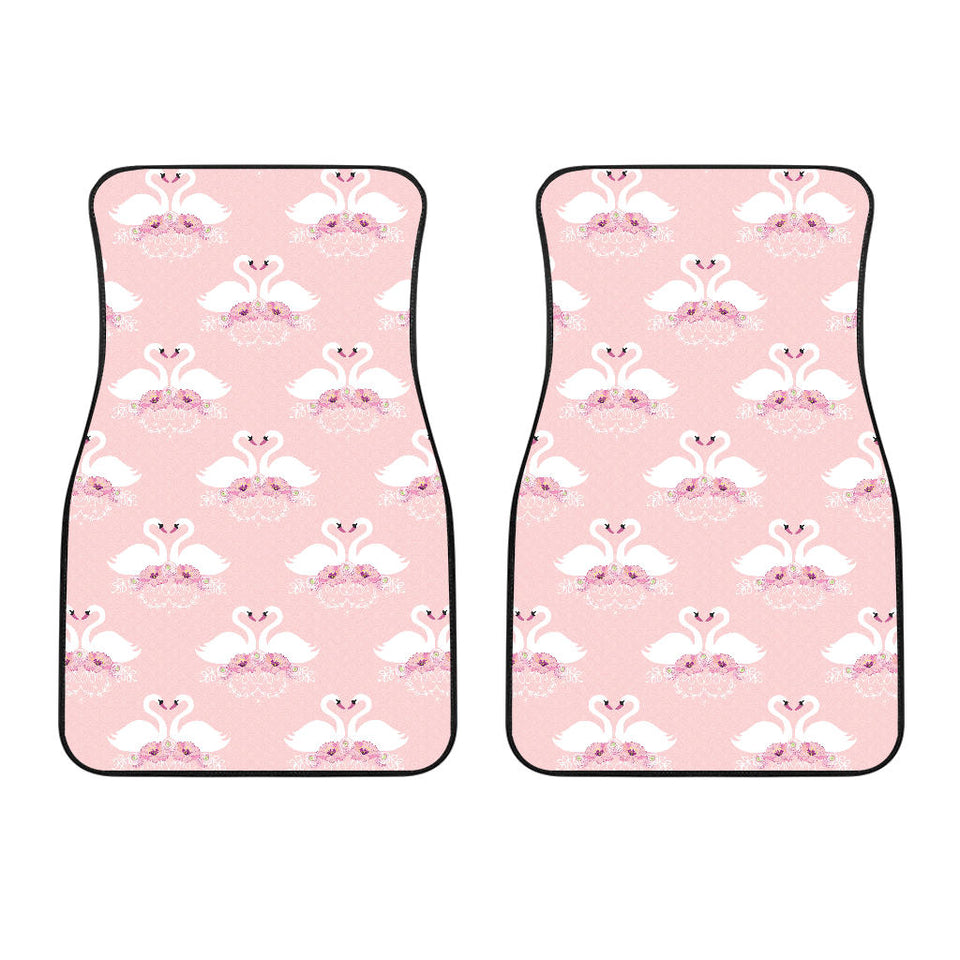White Swan And Flower Love Pattern Front Car Mats