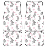 Watercolor Cute Rabbit Pattern Front And Back Car Mats