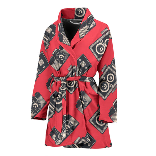 Camera Pattern Print Design 05 Women's Bathrobe