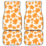 Orange Maple Leaf Pattern Front And Back Car Mats