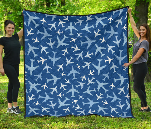 Airplane Pattern In The Sky Premium Quilt