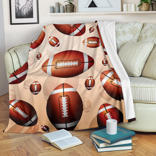 American Football Ball Design Pattern Premium Blanket