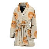 Cute Brown Pomeranian Puppy  Women'S Bathrobe