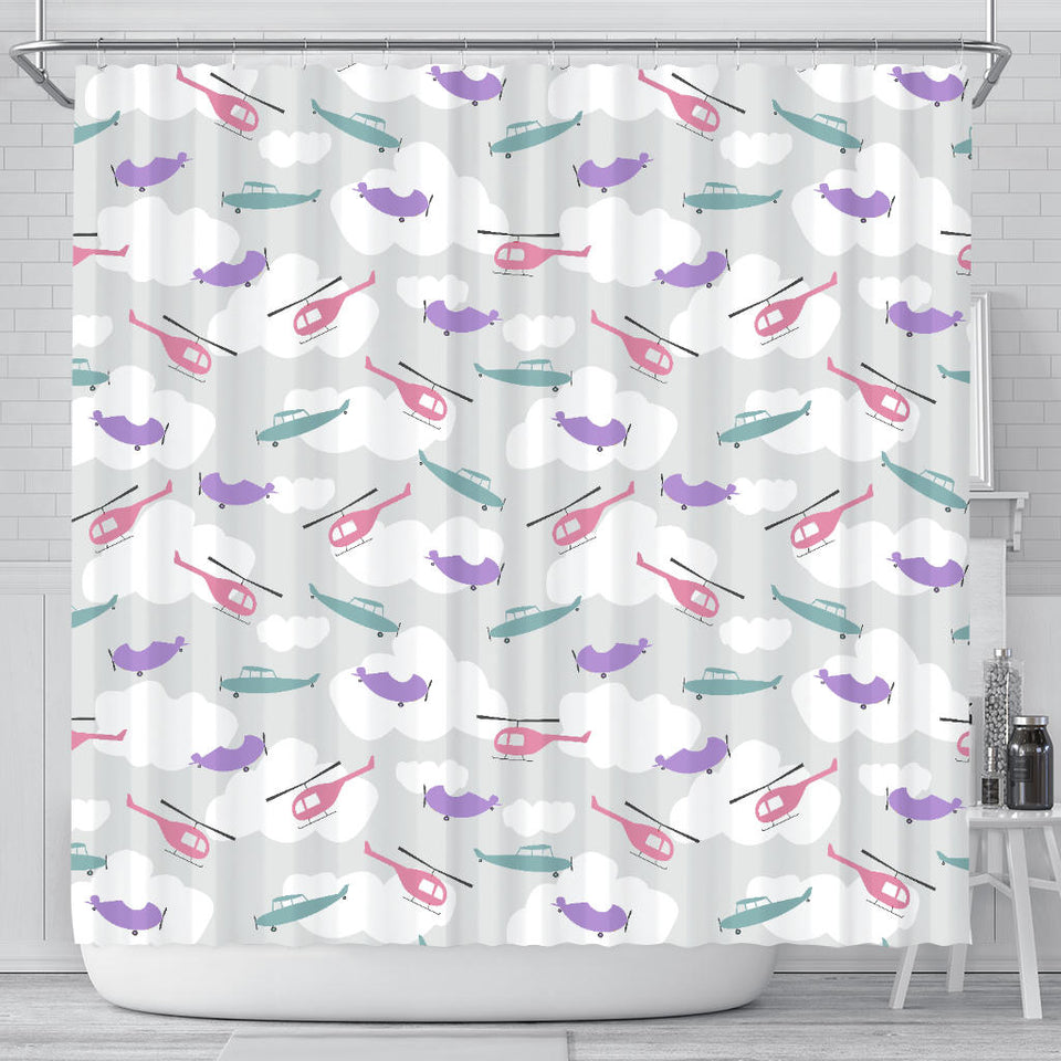 Helicopter Plane Pattern Shower Curtain Fulfilled In US