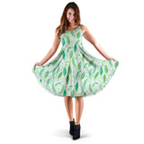 Green Peas Pattern Print Design 01 Sleeveless Midi Dress