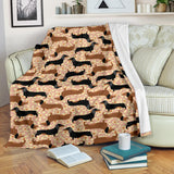 Dachshund Floral Background Premium Blanket