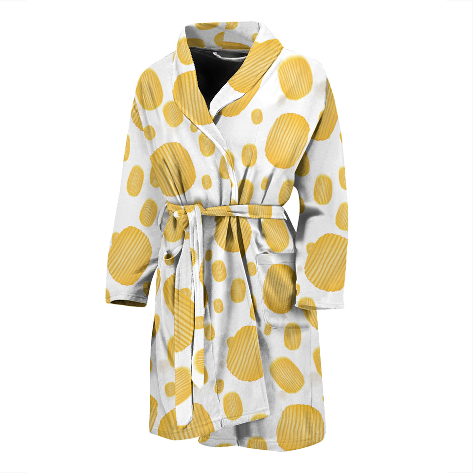 Potato Chips Pattern Print Design 03 Men's Bathrobe