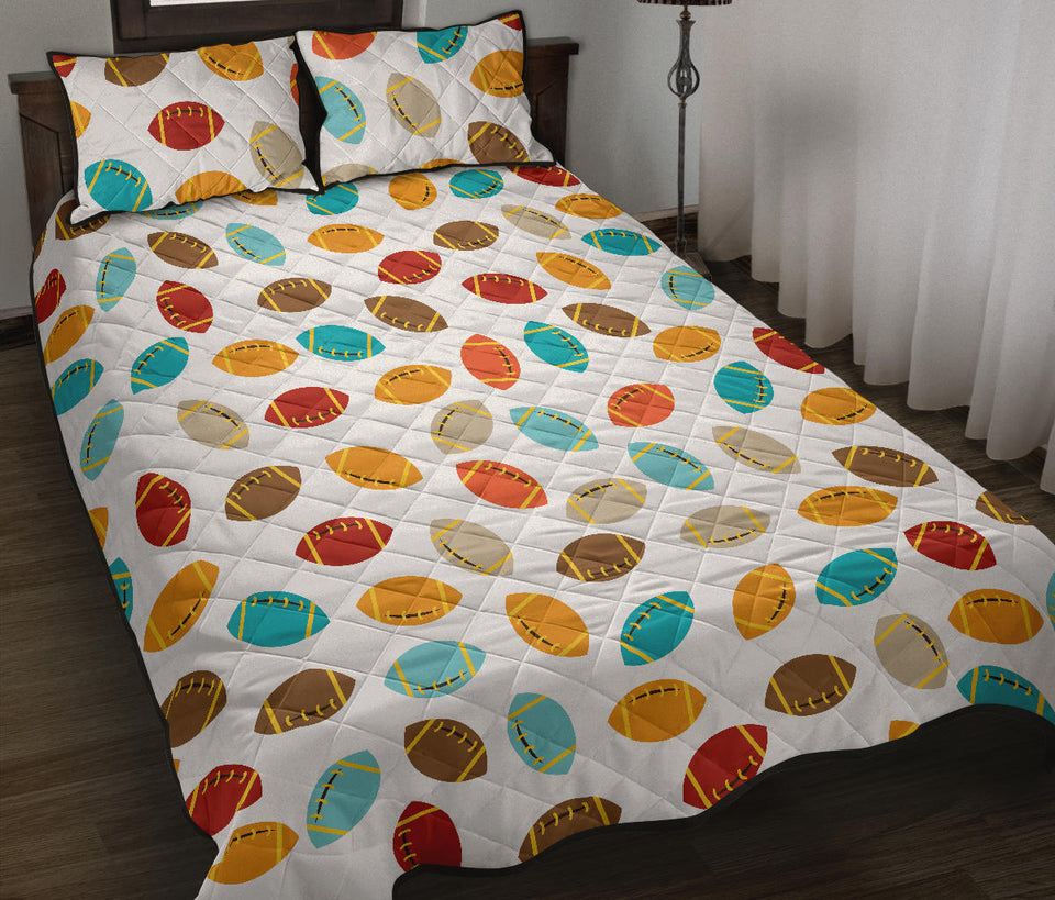 Colorful american football ball pattern Quilt Bed Set