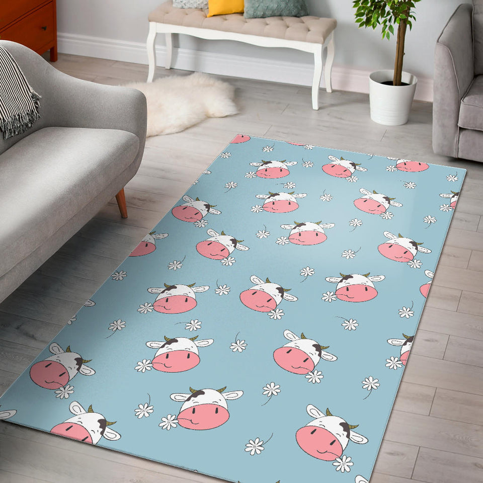 Cute Cow Flower Pattern Area Rug