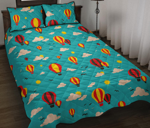 Hot Air Balloon Sky Pattern Quilt Bed Set