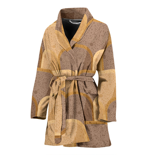 Bread Toast Pattern Print Design 04 Women's Bathrobe