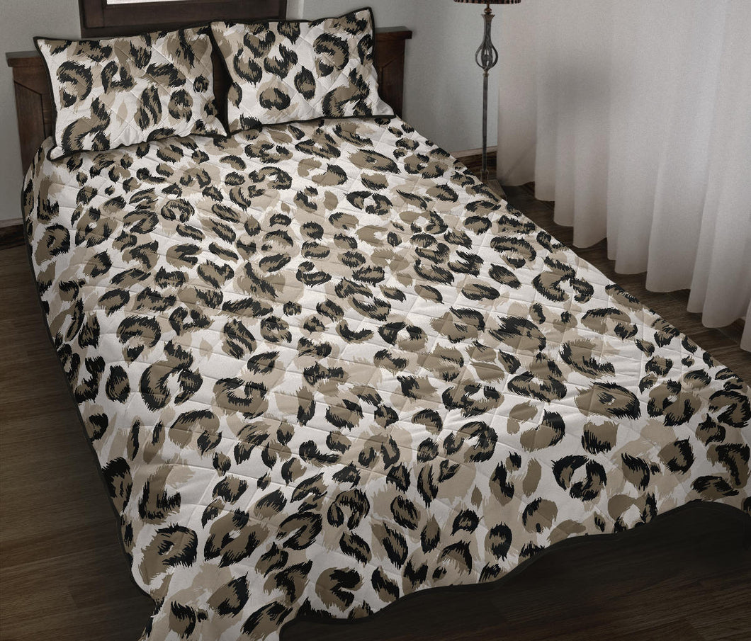 Leopard skin print pattern Quilt Bed Set