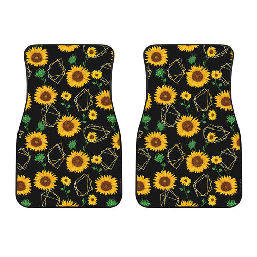 Sunflower Golden Polygonal Shapes Front Car Mats