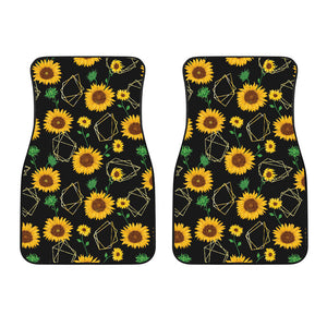 Sunflower Golden Polygonal Shapes Front Car Mats