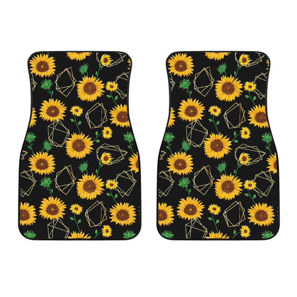Sunflower Golden Polygonal Shapes Front Car Mats