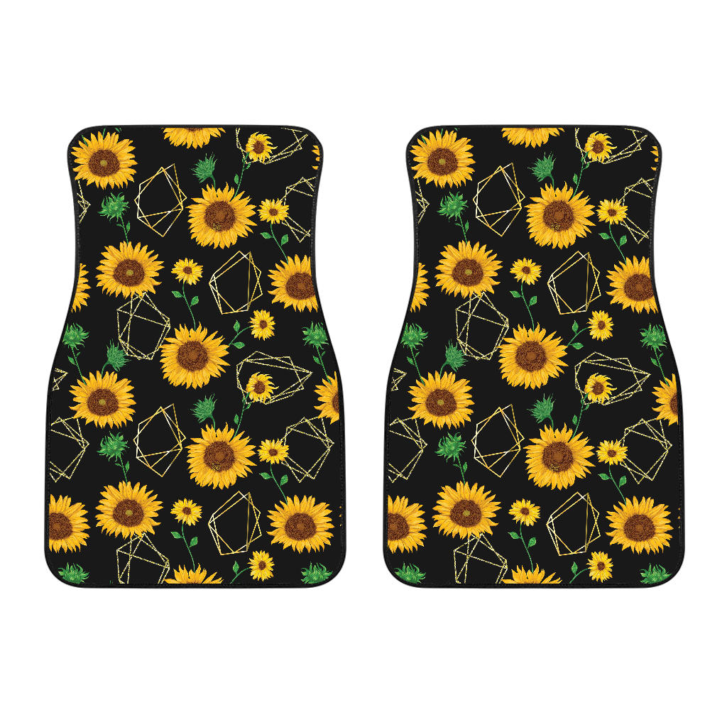 Sunflower Golden Polygonal Shapes Front Car Mats