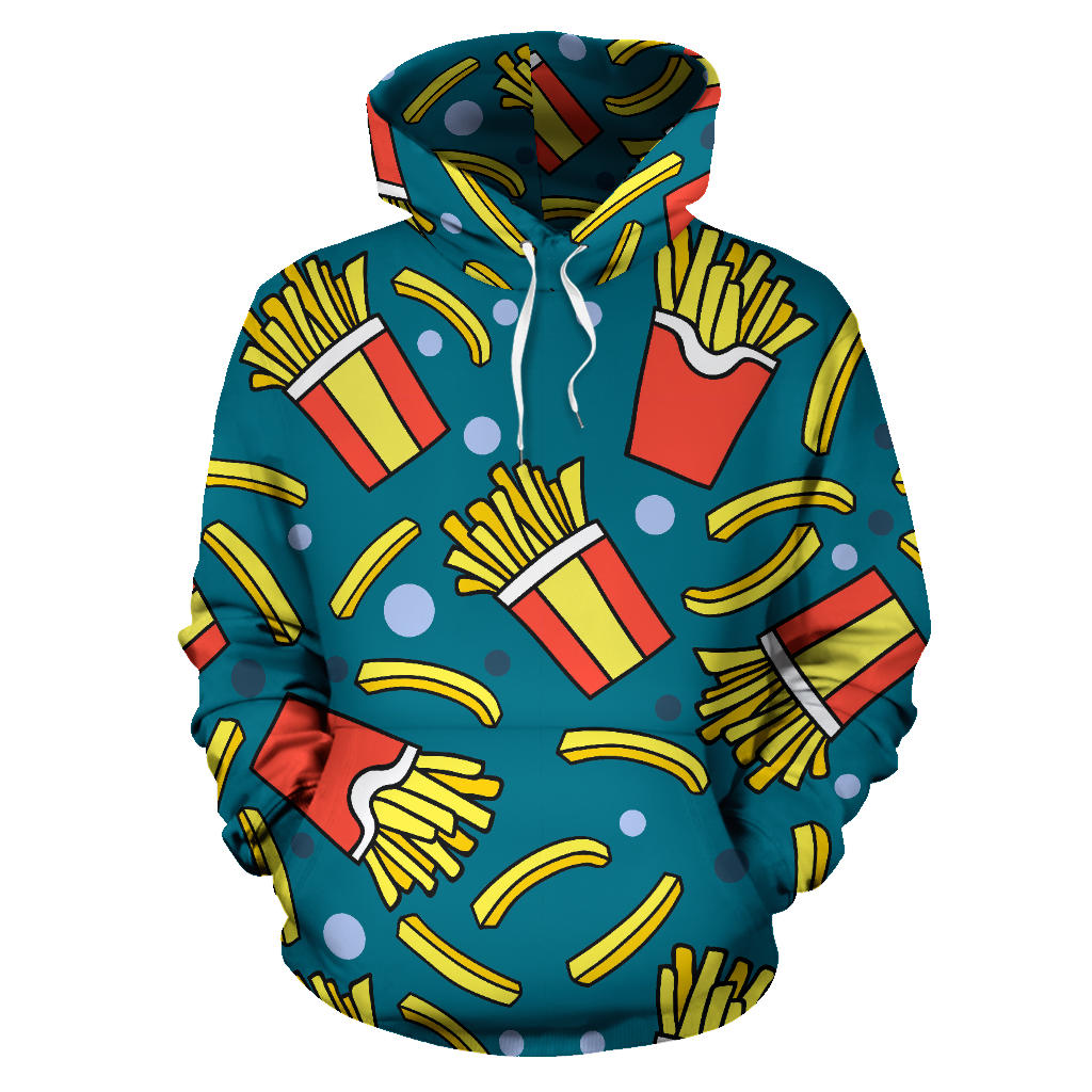 French Fries Red Paper Box Pattern Men Women Pullover Hoodie