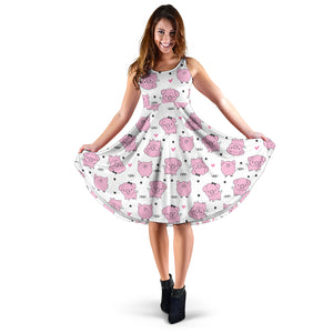 Pig Pattern Print Design 03 Sleeveless Midi Dress