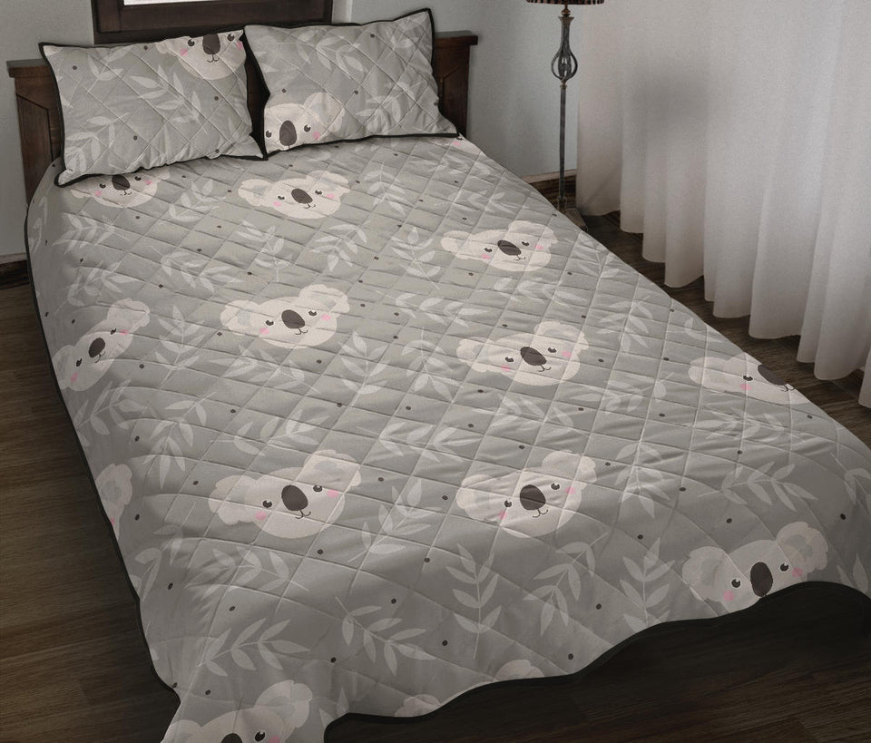 Cute koala leaves pattern Quilt Bed Set