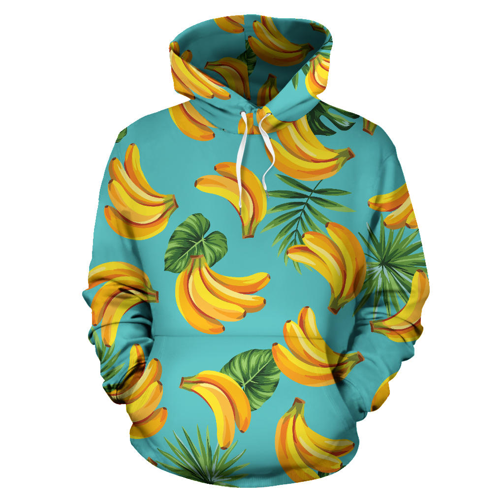 Banana Palm Leaves Pattern Background Men Women Pullover Hoodie