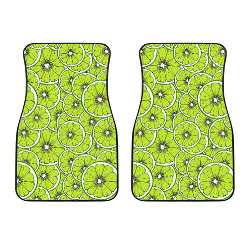 Slices Of Lime Design Pattern Front Car Mats