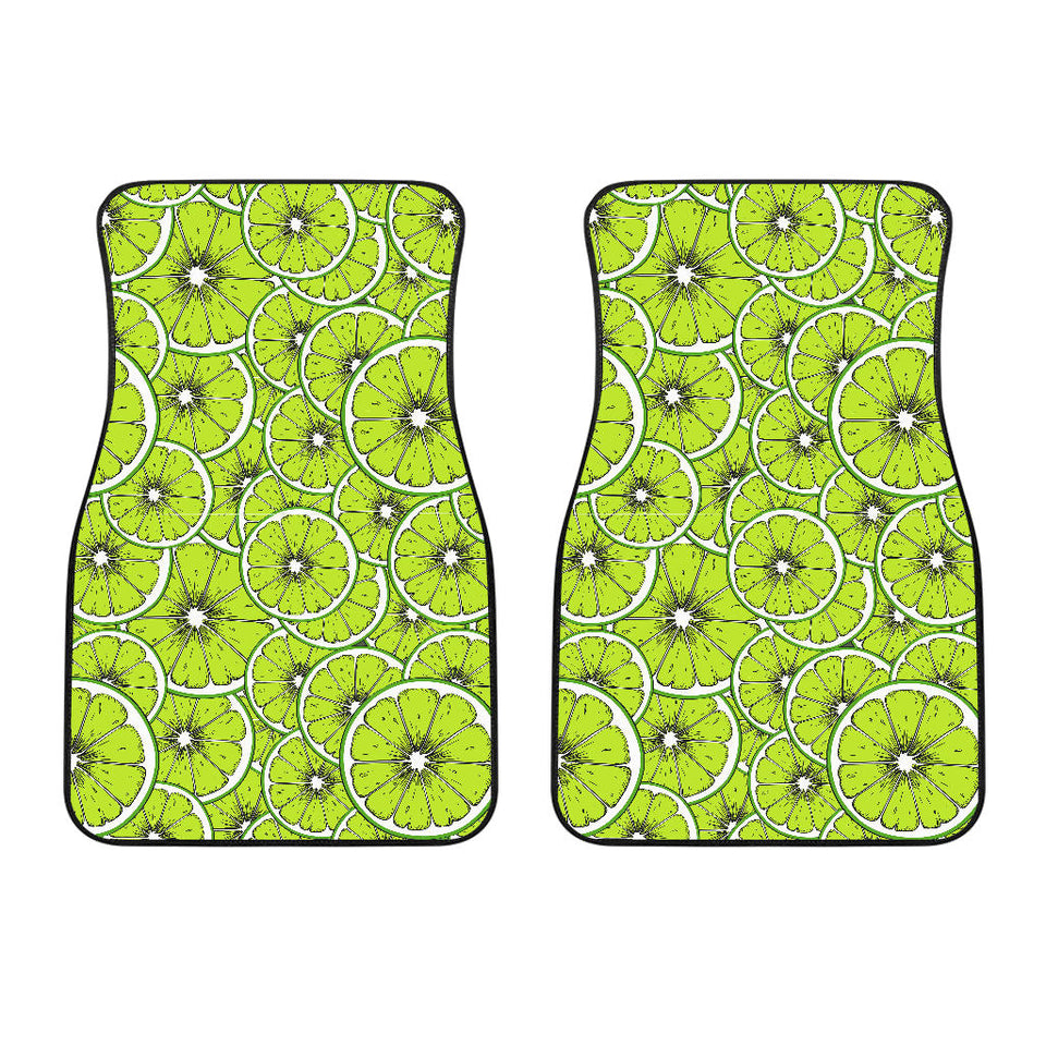 Slices Of Lime Design Pattern Front Car Mats