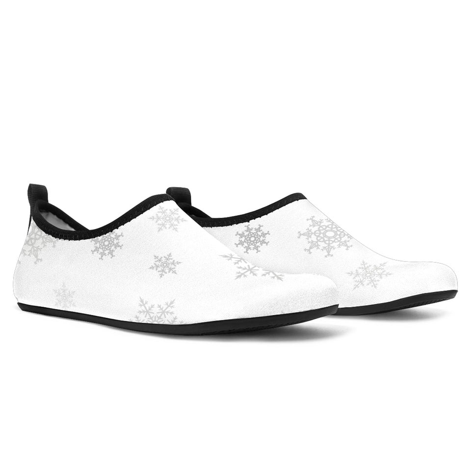 Snowflake Pattern White Background Aqua Shoes